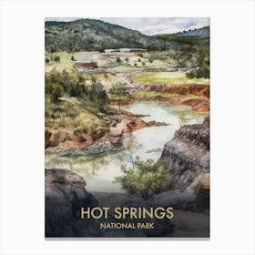 Hot Springs National Park Watercolour Vintage Travel Poster 1 Canvas Print