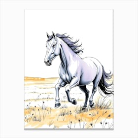 White Horse Running Canvas Print