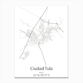 Ciudad Tula,Mexico Minimalist Map Canvas Print