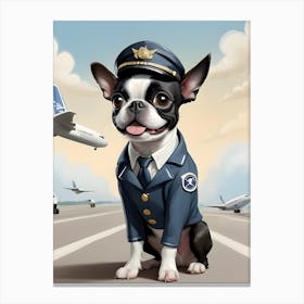Boston Terrier Pilot-Reimagined 21 Canvas Print