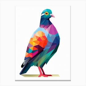 Colourful Geometric Bird Pigeon 3 Canvas Print