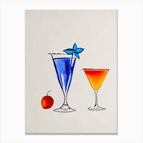 Frozen Margarita Picasso Line Drawing Cocktail Poster Canvas Print