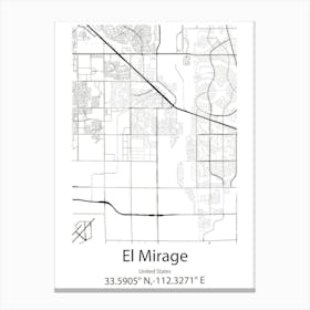 El Mirage,United States Minimalist Map Canvas Print