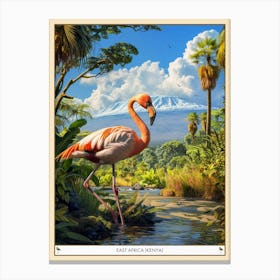 Greater Flamingo East Africa Kenya Tropical Illustration 3 Poster Canvas Print