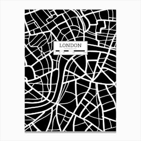 London City Map, UK — Hand-drawn map, vector black map Canvas Print