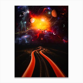 Speed Light Car To Space Planets Canvas Print