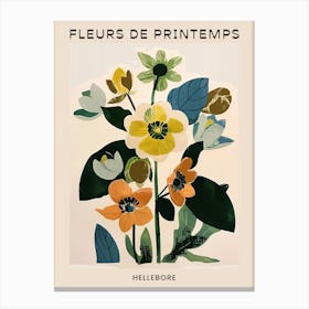 Spring Floral French Poster  Hellebore 2 Canvas Print