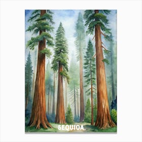 Sequoia National Park Watercolor Painting Canvas Print