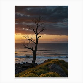 Lone Tree At Sunset 1 Canvas Print