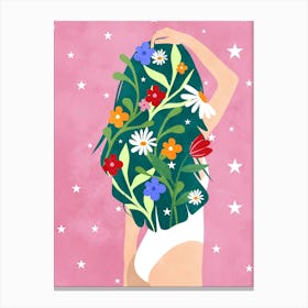 Floral Hair, Don’t Care Canvas Print