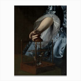 Lady Holding A Birdcage Canvas Print