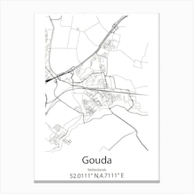 Gouda,Netherlands Minimalist Map Canvas Print