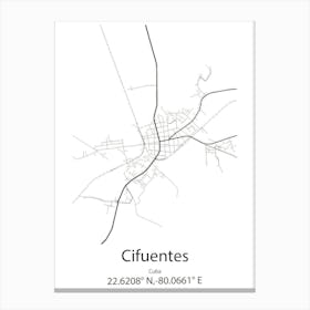 Cifuentes,Cuba Minimalist Map Canvas Print