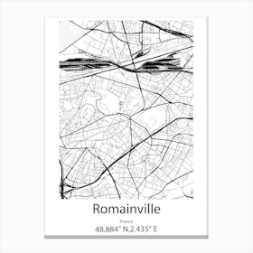 Romainville,France Minimalist Map Canvas Print