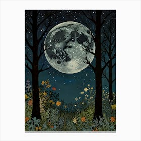 Moonlight In The Woods Style William Morris 4 Canvas Print