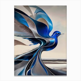 Abstract Flying Blue Bird with Swirls Canvas Print