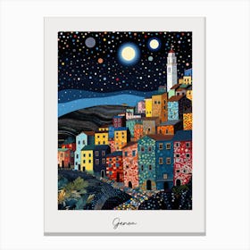 Poster Of Genoa, Italy, Illustration In The Style Of Pop Art 2 Canvas Print