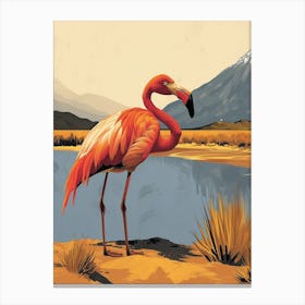 Greater Flamingo South America Chile Tropical Illustration 6 Canvas Print