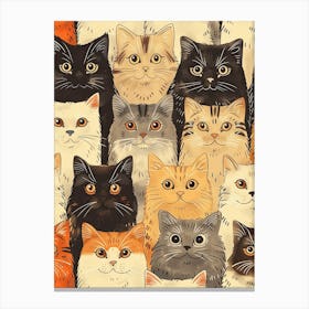 Perfectly Repeatable Artwork With Cute Cat Faces 78 Canvas Print