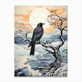 Winter Bird Painting Raven 3 Canvas Print