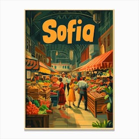 Aihrgdesign A 1970s Inspired Travel Poster For Sofia 4 Canvas Print