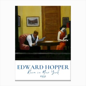 Edward Hopper Room In New York Canvas Print