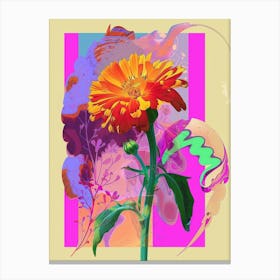 Calendula 2 Neon Flower Collage Canvas Print