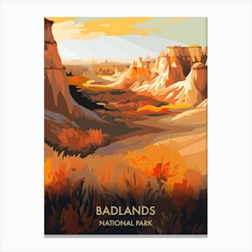 Badlands National Park Travel Poster Illustration Style 1 Canvas Print