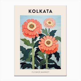 Kolkata India Botanical Flower Market Poster Canvas Print