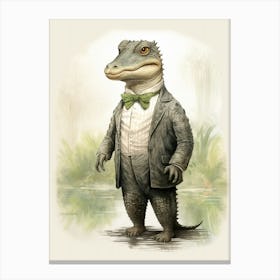 Storybook Animal Watercolour Alligator 1 Canvas Print