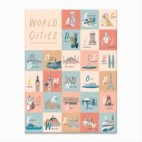 World Cities Colorful blocks Canvas Print