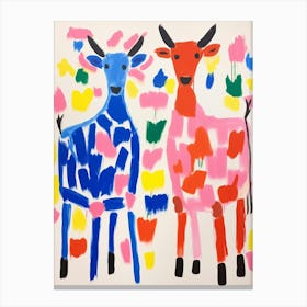 Colourful Kids Animal Art Goat Canvas Print