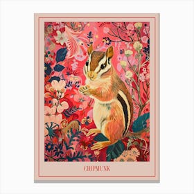 Floral Animal Painting Chipmunk 3 Poster Canvas Print