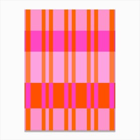 Pink And Orange Stripy Check Canvas Print