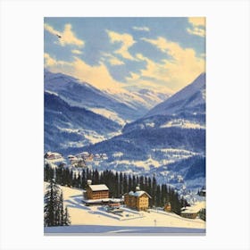 La Clusaz, France Ski Resort Vintage Landscape 2 Skiing Poster Canvas Print
