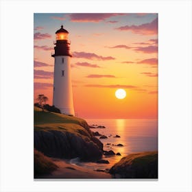 Lighthouse at Sunset Canvas Print