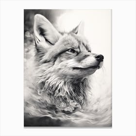 Tibetan Sand Fox Finds Water Pencil Drawing 1 Canvas Print