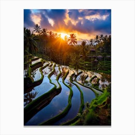 Rice Terraces At Sunset In Bali Canvas Print