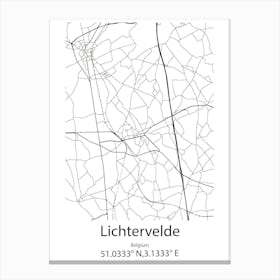 Lichtervelde,Belgium Minimalist Map Canvas Print