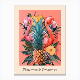 Flamingo & Pineapple Poster Canvas Print