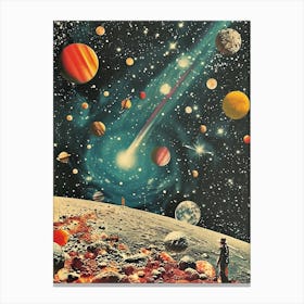 Retro Kitsch Space Collage 4 Canvas Print