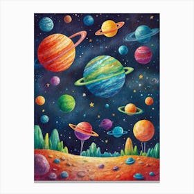 Planets In Space Canvas Print