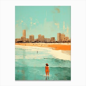 A Drawing Of Surfers Paradise Beach Australia Orange Tones 3 Canvas Print
