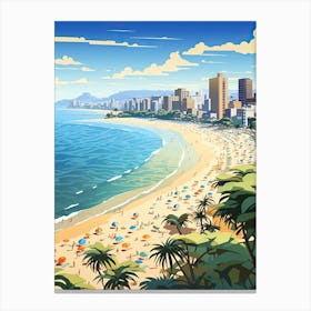 Ipanema Beach, Brazil, Flat Illustration 2 Canvas Print