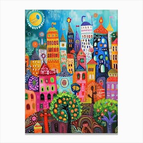 Kitsch Colourful Bangkok Inspired Cityscape  4 Canvas Print