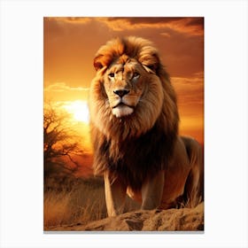 African Lion Sunset Portrait 2 Canvas Print