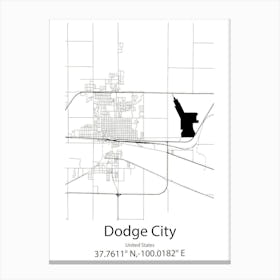 Dodge City,United States Minimalist Map Canvas Print