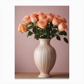 A Vase Of Pink Roses 93 Canvas Print