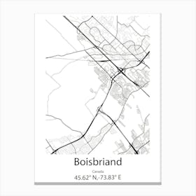 Boisbriand,Canada Minimalist Map Canvas Print