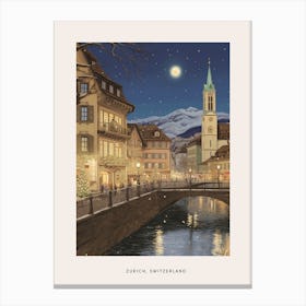 Vintage Winter Poster Zurich Switzerland 5 Canvas Print